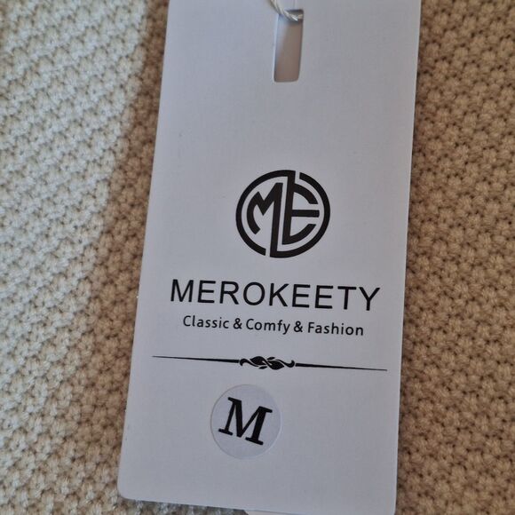 MEROKEETY Waffle Knit Cardigan Open Front Sweater Coat NWT Pockets Longline M - Picture 11 of 14
